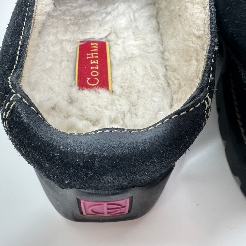 Cole Haan Women's Shoe Size 10B Suede Mule Clogs Faux Fur-Lined Black - Picture 11 of 14